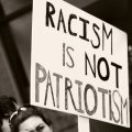 Anti-racism sign at a protest